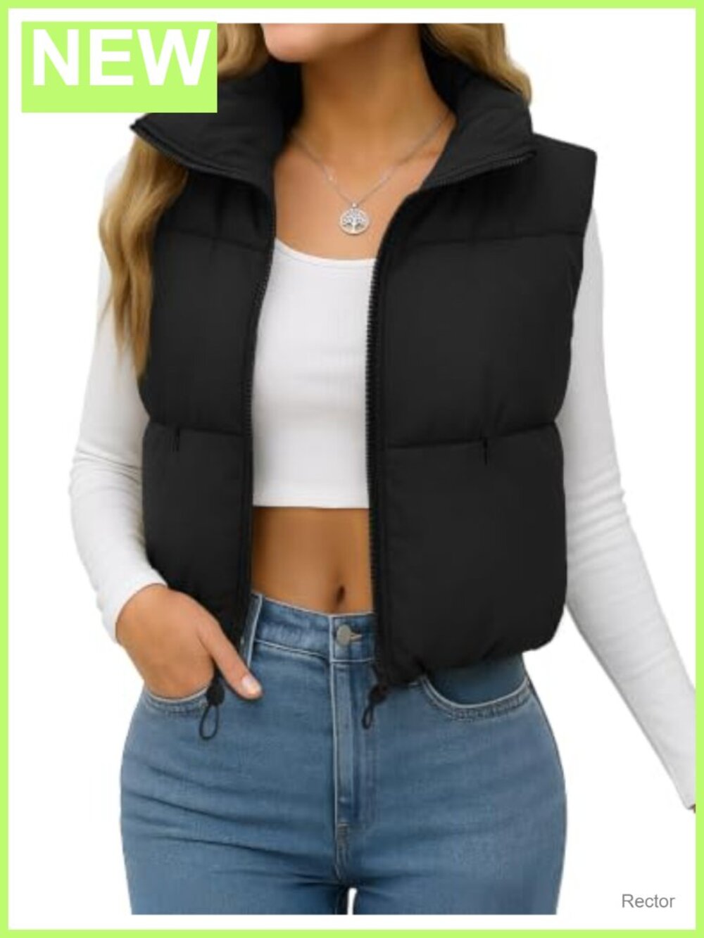 Women's Crop Puffer Vest Lightweight Padded Sleeveless Jacket